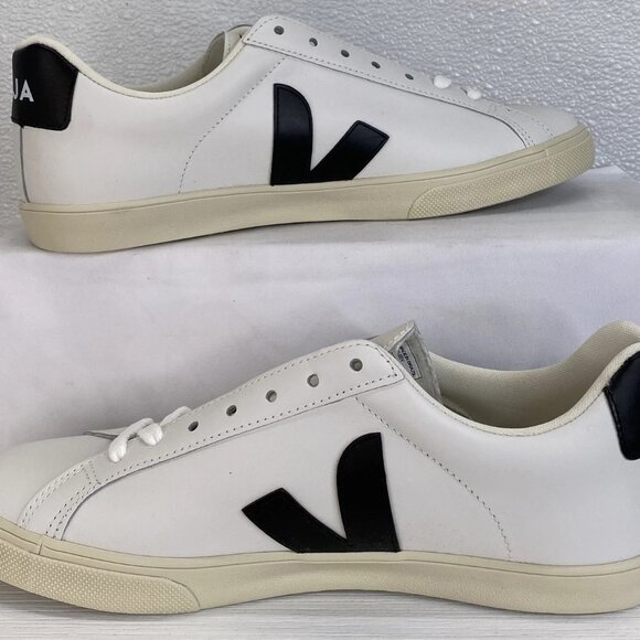 Veja Esplar Unisex Leather Sneakers – White/Black (M7 / W9) - Picture 1 of 7
